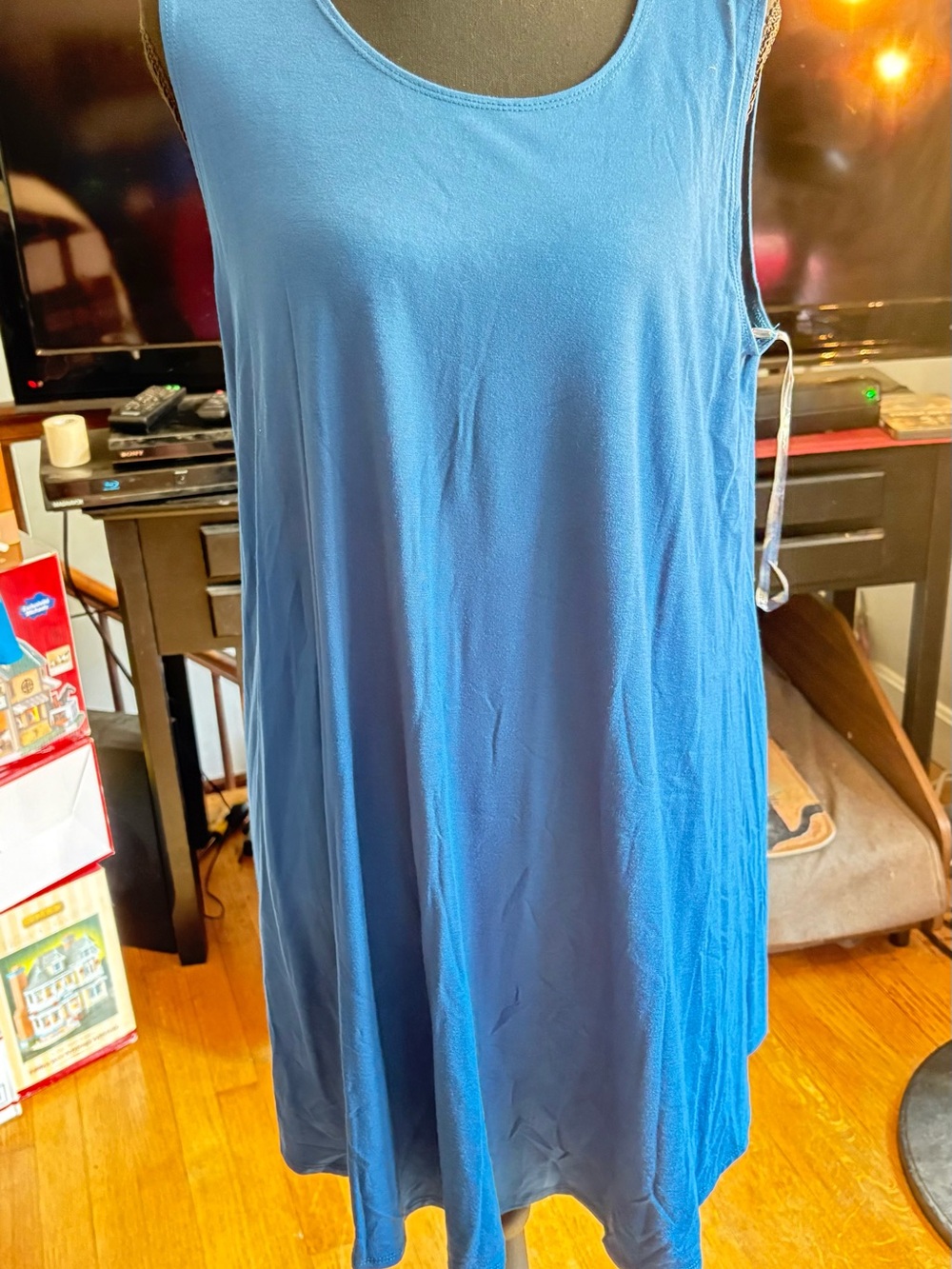 Azules Vibrant blue,dusty purple, denim blue Scoop Neck Tunic. Choose color XL